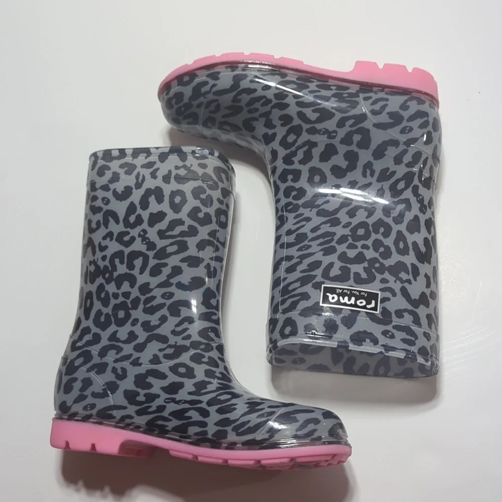 Roma Abel Kid's Leopard Print Rain Boots Size 13